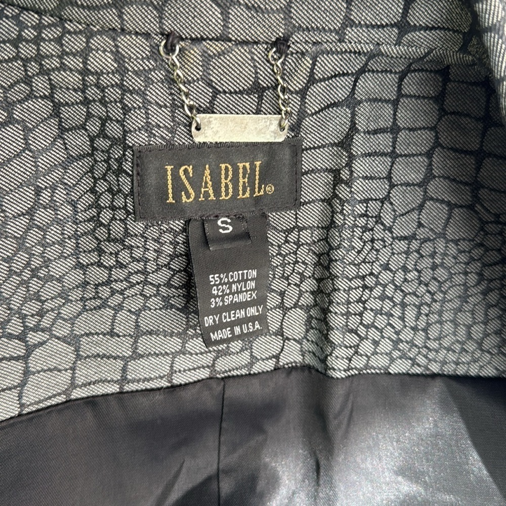 Isabel gray/black metallic croc print studs pleated peplum lined jacket. Small - Picture 8 of 8